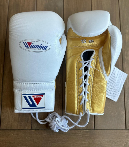 Winning boxing gloves, White/Gold christmas gift for mens Thanksgiving gifts for him