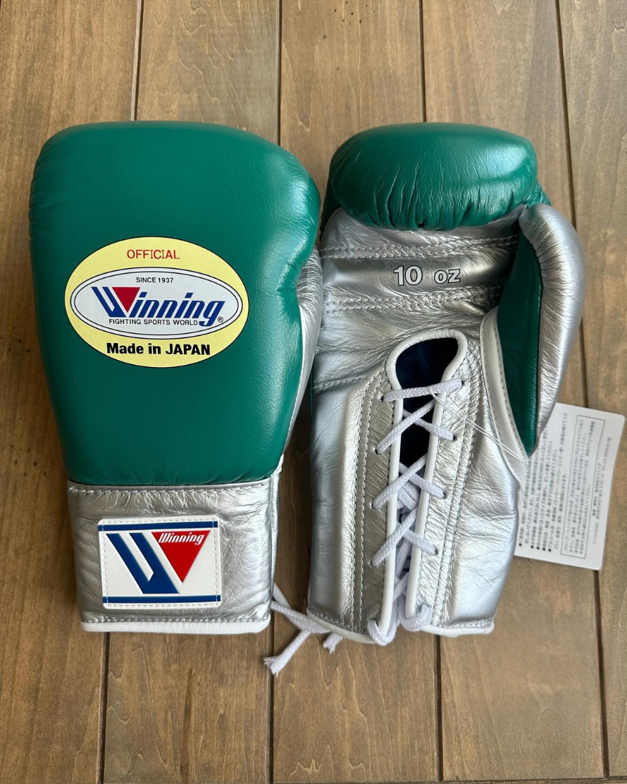 Winning boxing gloves, Green/Silver christmas gift for mens Thanksgiving gifts for him