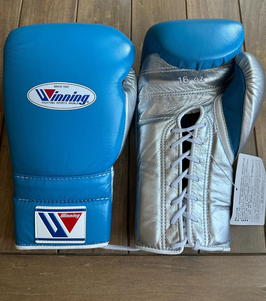 Winning boxing gloves, Blue/Silver christmas gift for mens Thanksgiving gifts for him