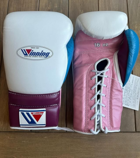 Winning boxing gloves, White/Pink christmas gift for mens Thanksgiving gifts for him