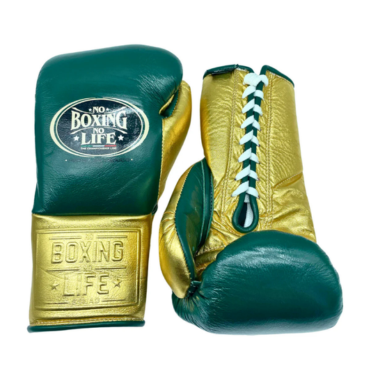 No Boxing No Life Glove - online, NBNL Boxing Gloves, Leather Gloves Limited Edition Green/Gold