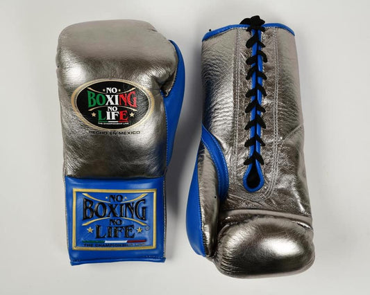 No Boxing No Life Glove - online, NBNL Boxing Gloves, Leather Gloves Limited Edition Silver/Blue