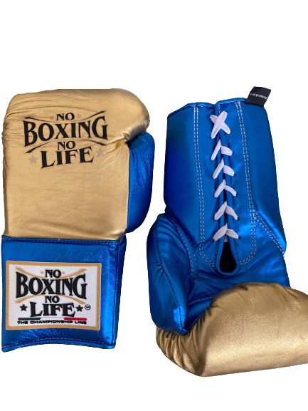 No Boxing No Life Glove - online, NBNL Boxing Gloves, Leather Gloves Limited Edition Gold/Blue