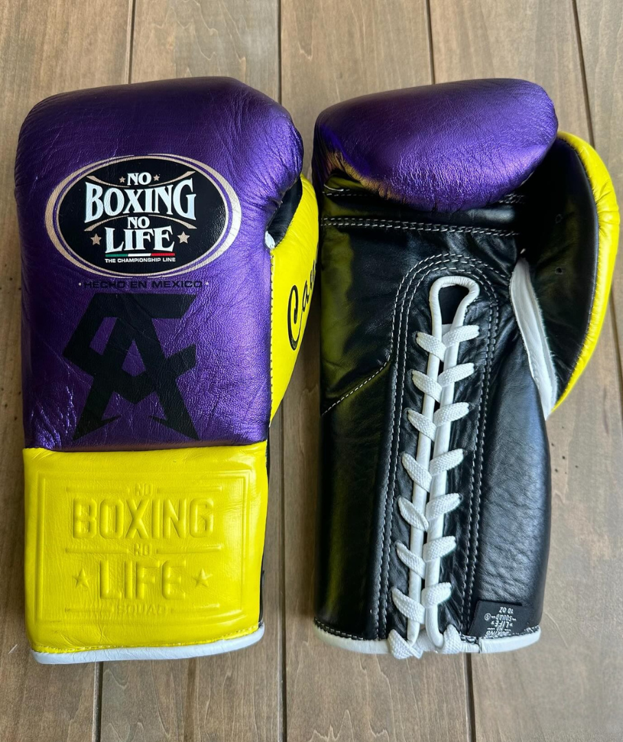 No Boxing No Life Glove - online, NBNL Boxing Gloves, Leather Gloves Limited Edition Purple/Yellow