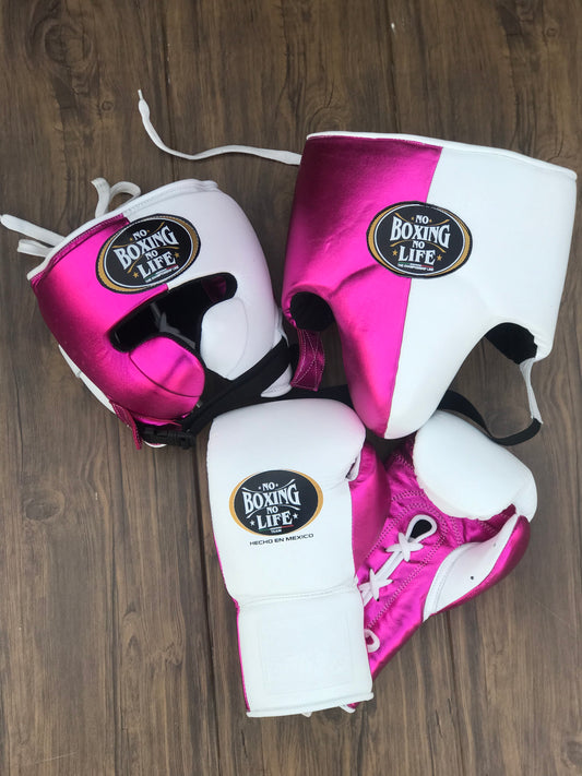 No Boxing No Life set, NBNL Pink/White Boxing set, No Boxing No Life Head Guard