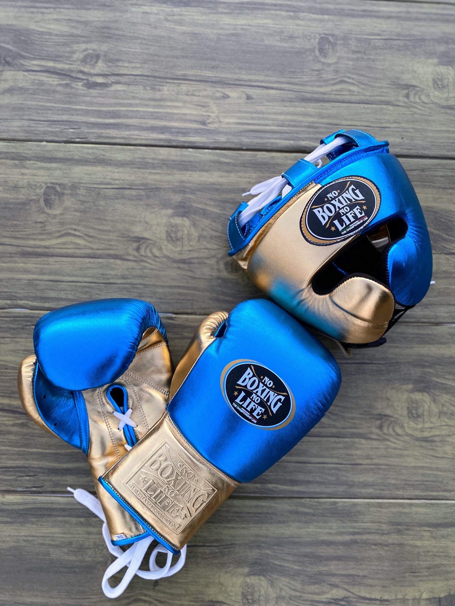 No Boxing No Life set, NBNL Blue/Gold Boxing set, No Boxing No Life Head Guard