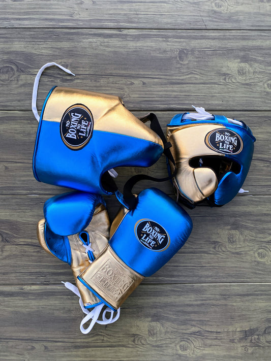 No Boxing No Life set, NBNL Blue/Gold Boxing set, No Boxing No Life Head Guard