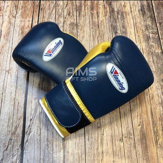 Winning boxing gloves, Blue/Gold christmas gift for mens Thanksgiving gifts for him